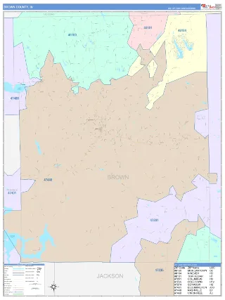 Brown County, IN ColorCast style ZIP Code wall map