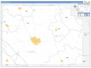 Clinton County, IN Business Reference style ZIP Code wall map