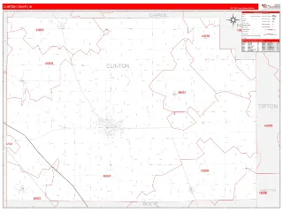 Clinton County, IN RedLine style ZIP Code wall map