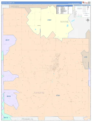 Fayette County, IN ColorCast style ZIP Code wall map