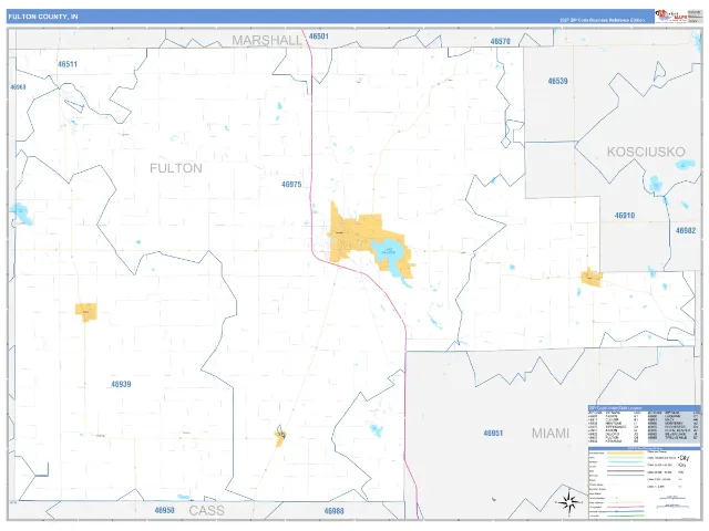 Fulton County, IN ZIP Code Wall Map, Business Reference style