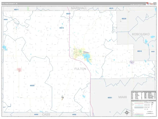 Fulton County, IN ZIP Code Wall Map, Classic style