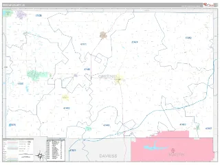 Greene County, IN Classic style ZIP Code wall map