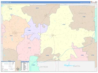 Greene County, IN ColorCast style ZIP Code wall map