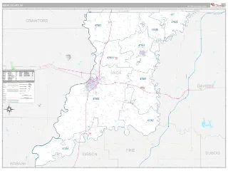 Knox County, IN Classic style ZIP Code wall map