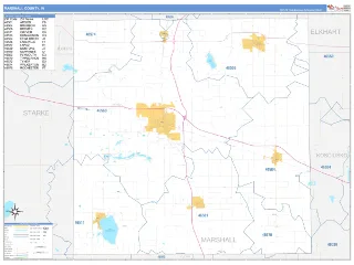 Marshall County, IN Business Reference style ZIP Code wall map