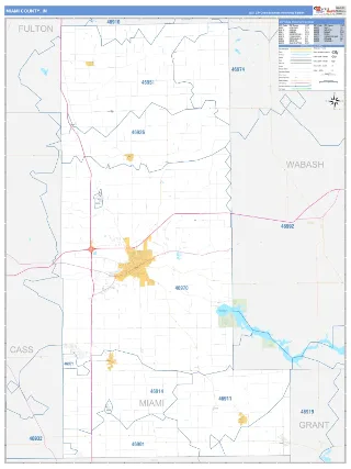 Miami County, IN Business Reference style ZIP Code wall map