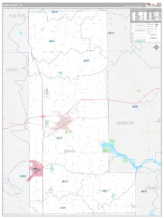 Miami County, IN Classic style ZIP Code wall map
