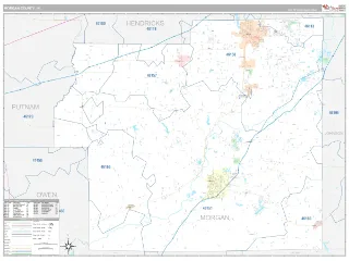 Morgan County, IN Classic style ZIP Code wall map