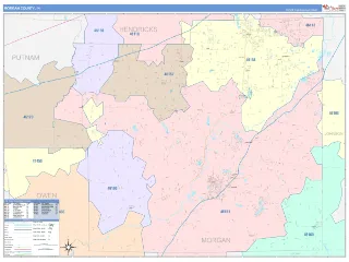 Morgan County, IN ColorCast style ZIP Code wall map