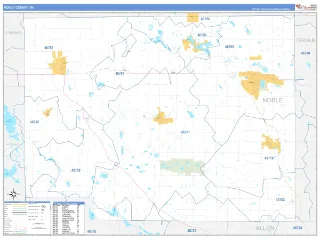 Noble County, IN Business Reference style ZIP Code wall map