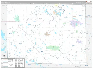 Noble County, IN Classic style ZIP Code wall map