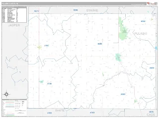 Pulaski County, IN Classic style ZIP Code wall map