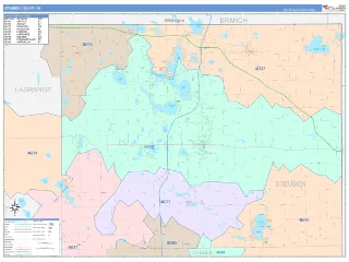 Steuben County, IN ColorCast style ZIP Code wall map