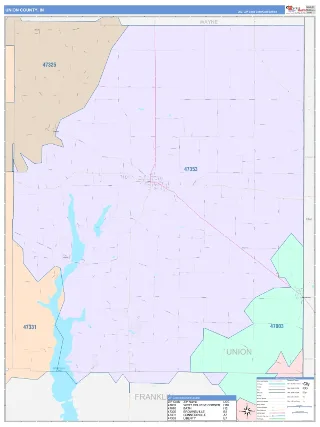 Union County, IN ColorCast style ZIP Code wall map