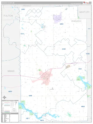 Wabash County, IN Classic style ZIP Code wall map