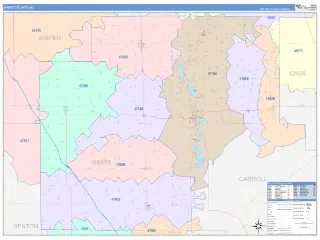 White County, IN ColorCast style ZIP Code wall map