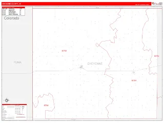 Cheyenne County, KS RedLine style ZIP Code wall map