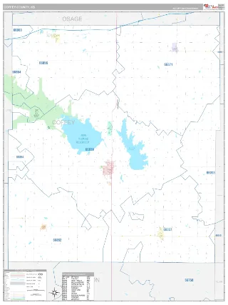 Coffey County, KS Classic style ZIP Code wall map