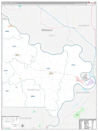 Doniphan County, KS Classic style ZIP Code wall map