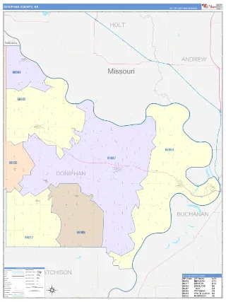 Doniphan County, KS ColorCast style ZIP Code wall map