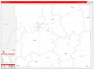 Ford County, KS RedLine style ZIP Code wall map