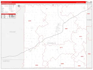 Franklin County, KS RedLine style ZIP Code wall map