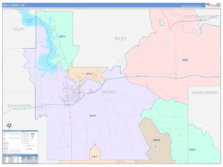 Geary County, KS ColorCast style ZIP Code wall map