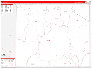 Gove County, KS RedLine style ZIP Code wall map