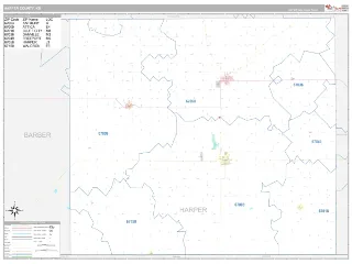 Harper County, KS Classic style ZIP Code wall map