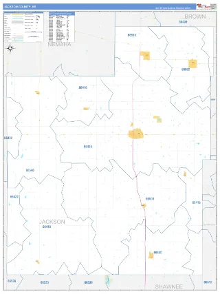 Jackson County, KS Business Reference style ZIP Code wall map