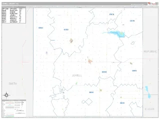 Jewell County, KS Classic style ZIP Code wall map