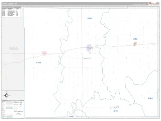 Kiowa County, KS Classic style ZIP Code wall map