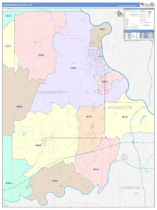 Leavenworth County, KS ColorCast style ZIP Code wall map