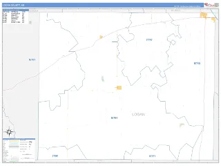 Logan County, KS Business Reference style ZIP Code wall map