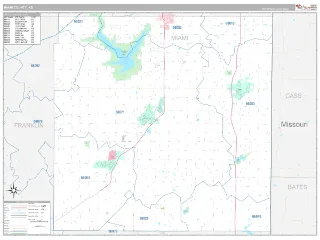 Miami County, KS Classic style ZIP Code wall map