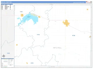 Mitchell County, KS Business Reference style ZIP Code wall map