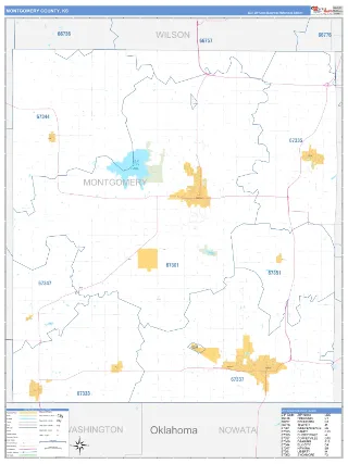 Montgomery County, KS Business Reference style ZIP Code wall map
