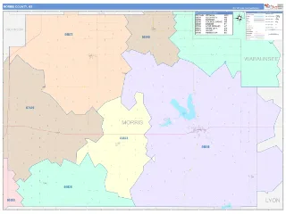Morris County, KS ColorCast style ZIP Code wall map