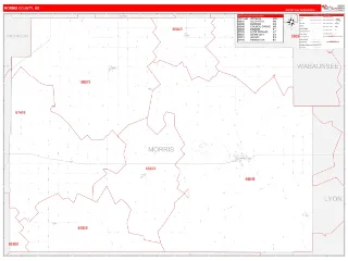 Morris County, KS RedLine style ZIP Code wall map