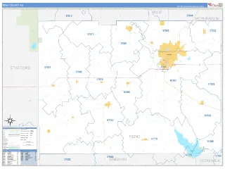 Reno County, KS Business Reference style ZIP Code wall map