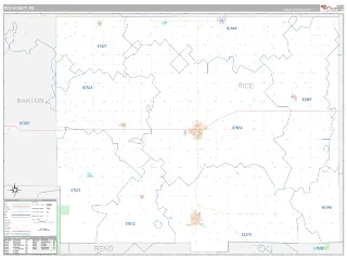 Rice County, KS Classic style ZIP Code wall map