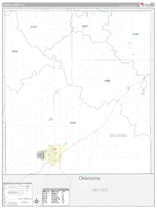 Seward County, KS Classic style ZIP Code wall map