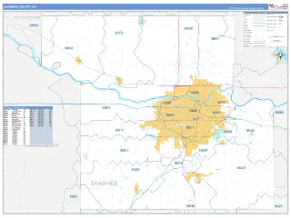 Shawnee County, KS Business Reference style ZIP Code wall map