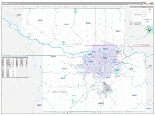 Shawnee County, KS Classic style ZIP Code wall map