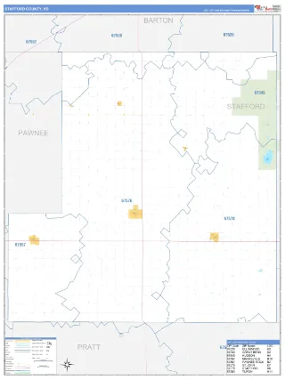 Stafford County, KS Business Reference style ZIP Code wall map