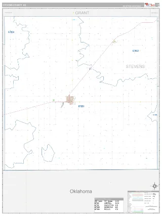 Stevens County, KS Classic style ZIP Code wall map