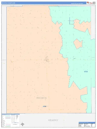Wichita County, KS ColorCast style ZIP Code wall map