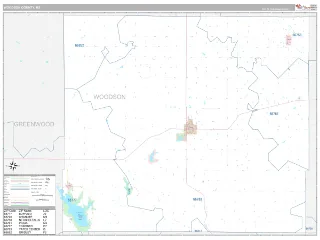 Woodson County, KS Classic style ZIP Code wall map