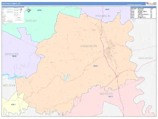 Anderson County, KY ColorCast style ZIP Code wall map